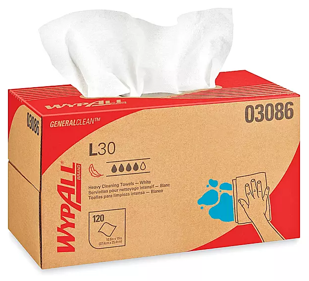 WIPES, MULTIPURPOSE, WHITE, DURABLE, 120 SHEETS/BOX, 10 BOXES/CT LARGE